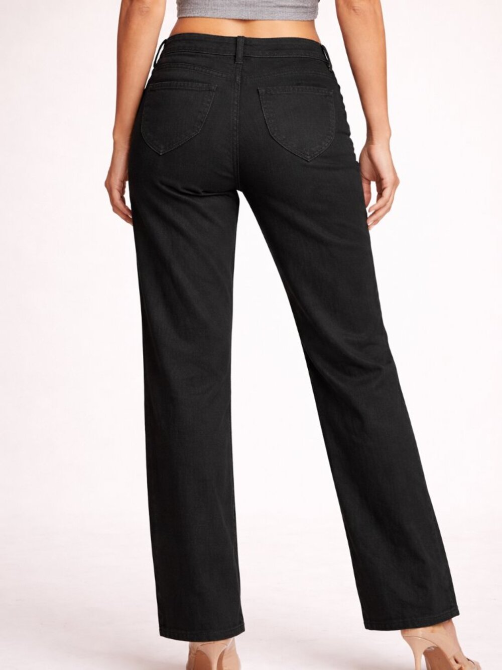 Belle Kim Gravel Black Straight Leg Jeans Size 2 Pull-On